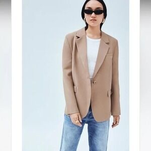 Mayson The Label Camel Boyfriend Blazer Womens Small Tailored Twill